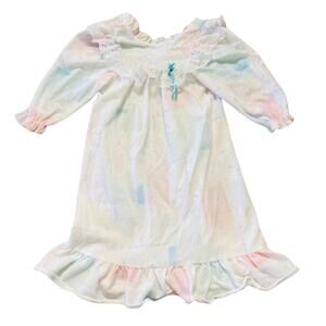 Vintage 90's Baby Doll Night Muted Multicolor Gown Longsleeve Soft 3T
